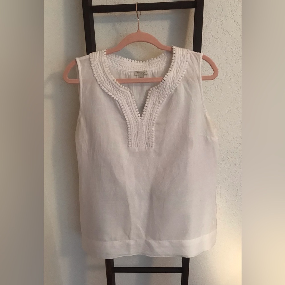 Talbots White Sleeveless Split Neck - image 1